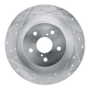 Lexus RC350 Brake Rotor (1) - Rear Left - R1 Concepts - Drilled & Slotted - Silver - `21-`22